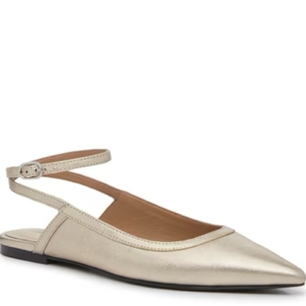 Free People Jules Point Wrap Gold Metallic Flats- Size 8.5